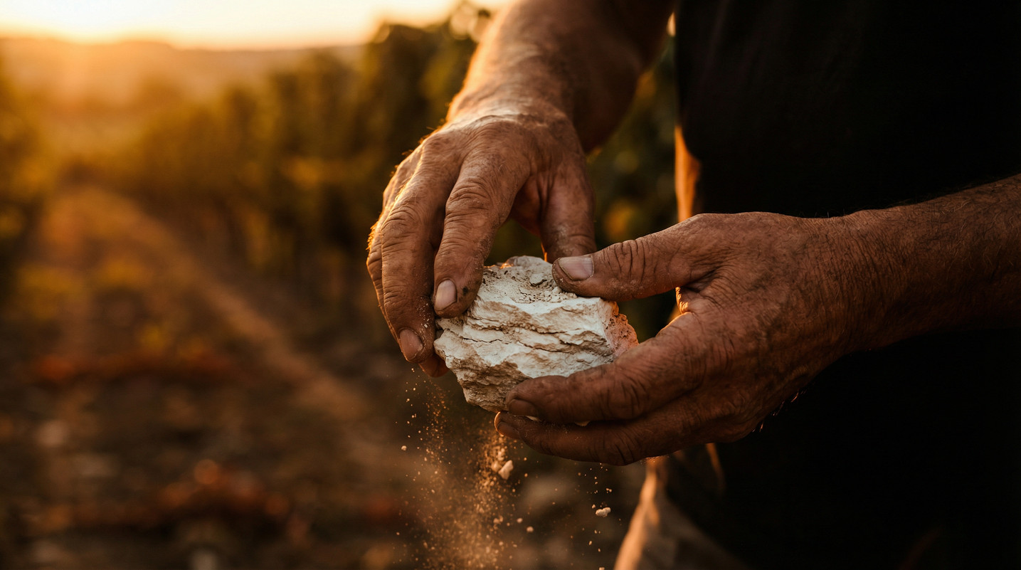 Chalky vineyard soil